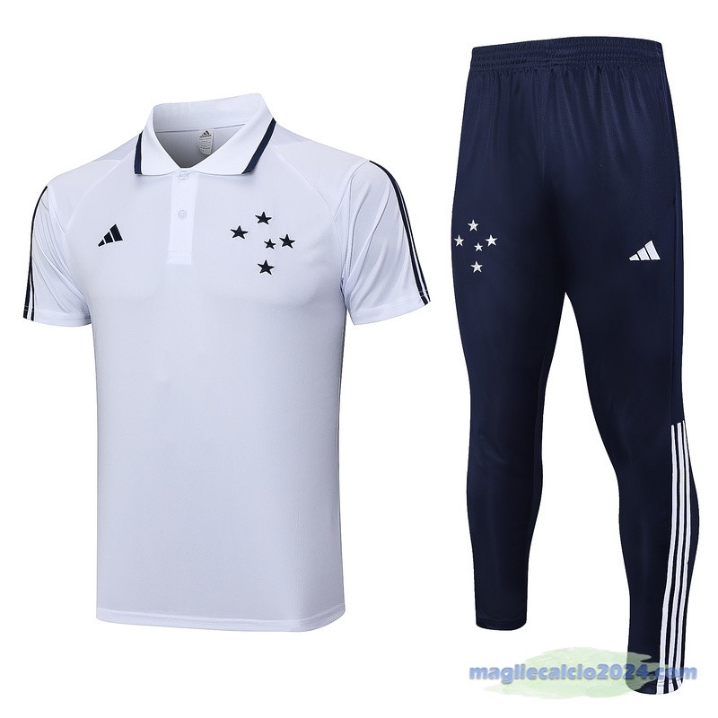 Set Completo Polo Cruzeiro 2023 2024 Bianco Blu Navy Poco Prezzo