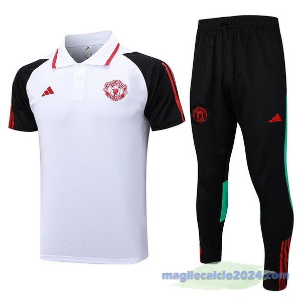 Set Completo Polo Manchester United 2023 2024 Bianco Nero Rosso Poco Prezzo