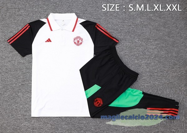 Set Completo Polo Manchester United 2023 2024 Bianco Nero Rosso Poco Prezzo