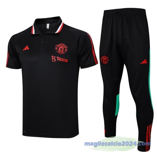 Set Completo Polo Manchester United 2023 2024 Rosso I Nero Poco Prezzo