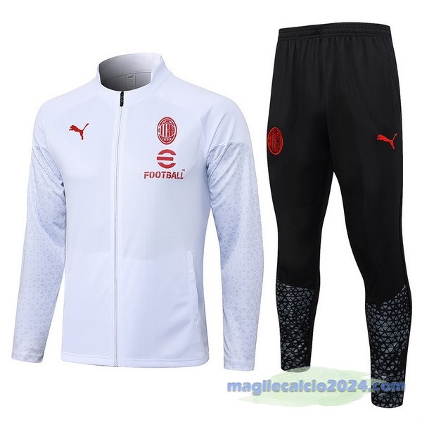 Set Completo Set Completo Lunga Zip Giacca AC Milan 2023 2024 Bianco Nero Poco Prezzo