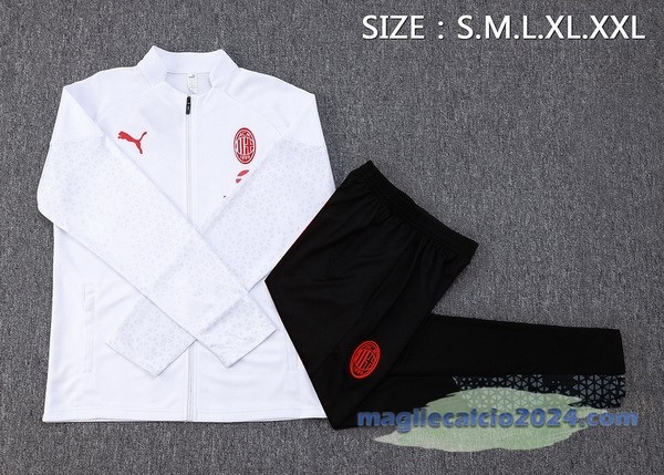 Set Completo Set Completo Lunga Zip Giacca AC Milan 2023 2024 Bianco Nero Poco Prezzo