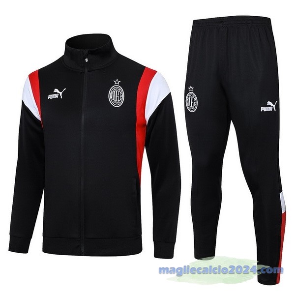 Set Completo Set Completo Lunga Zip Giacca AC Milan 2023 2024 Nero Bianco Rosso Poco Prezzo