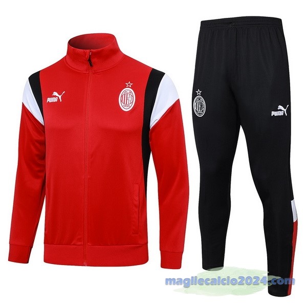 Set Completo Set Completo Lunga Zip Giacca AC Milan 2023 2024 Rosso Bianco Nero Poco Prezzo