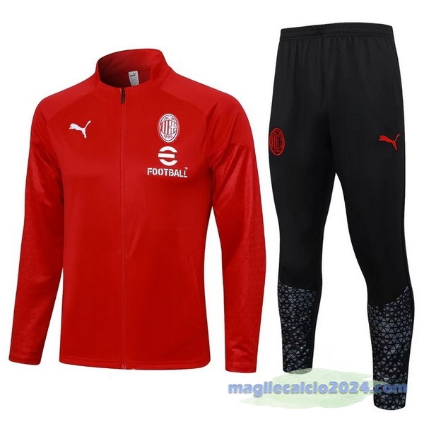 Set Completo Set Completo Lunga Zip Giacca AC Milan 2023 2024 Rosso III Nero Poco Prezzo