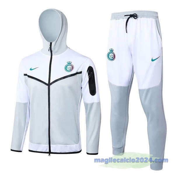 Set Completo Set Completo Lunga Zip Giacca Al Nassr 2023 2024 Grigio Bianco Poco Prezzo