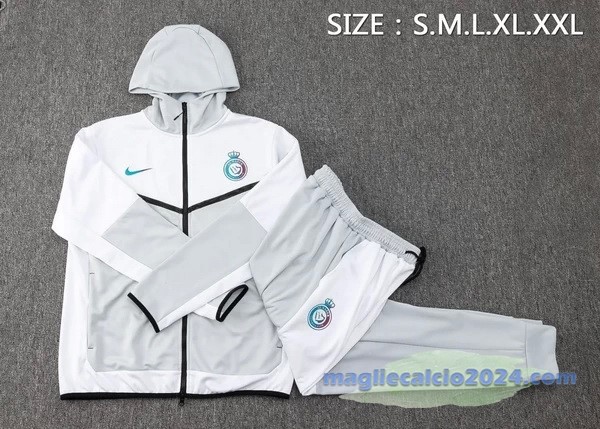 Set Completo Set Completo Lunga Zip Giacca Al Nassr 2023 2024 Grigio Bianco Poco Prezzo