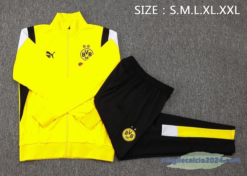 Set Completo Set Completo Lunga Zip Giacca Borussia Dortmund 2023 2024 Giallo Bianco Nero Poco Prezzo