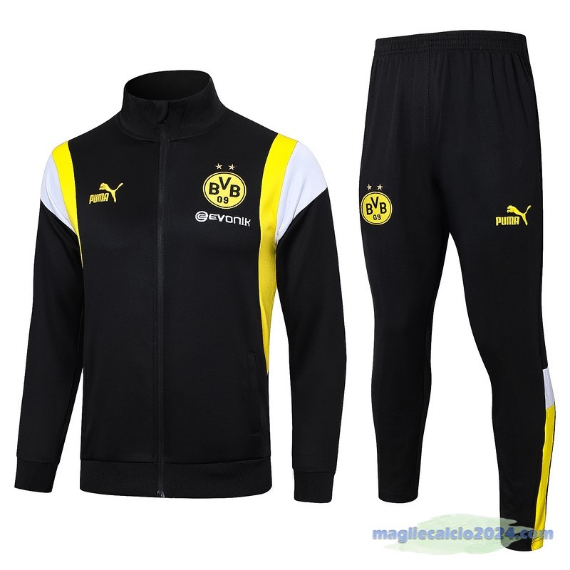 Set Completo Set Completo Lunga Zip Giacca Borussia Dortmund 2023 2024 Nero Giallo Bianco Poco Prezzo