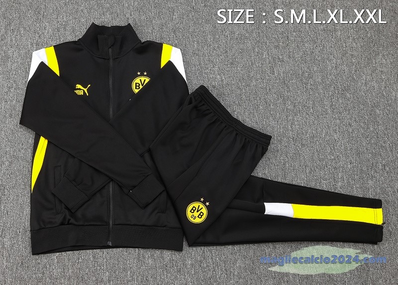 Set Completo Set Completo Lunga Zip Giacca Borussia Dortmund 2023 2024 Nero Giallo Bianco Poco Prezzo