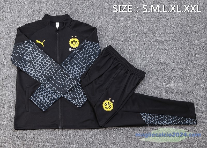 Set Completo Set Completo Lunga Zip Giacca Borussia Dortmund 2023 2024 Nero Grigio Poco Prezzo