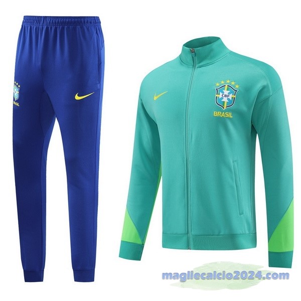 Set Completo Set Completo Lunga Zip Giacca Brasile 2023 Blu I Verde Poco Prezzo