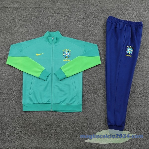 Set Completo Set Completo Lunga Zip Giacca Brasile 2023 Blu I Verde Poco Prezzo