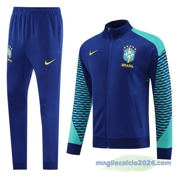 Set Completo Set Completo Lunga Zip Giacca Brasile 2023 Blu Verde Poco Prezzo