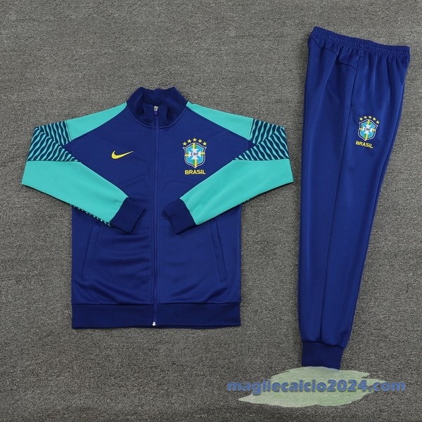 Set Completo Set Completo Lunga Zip Giacca Brasile 2023 Blu Verde Poco Prezzo