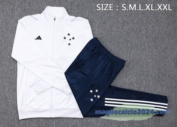 Set Completo Set Completo Lunga Zip Giacca Cruzeiro 2023 2024 Bianco Blu Navy Poco Prezzo