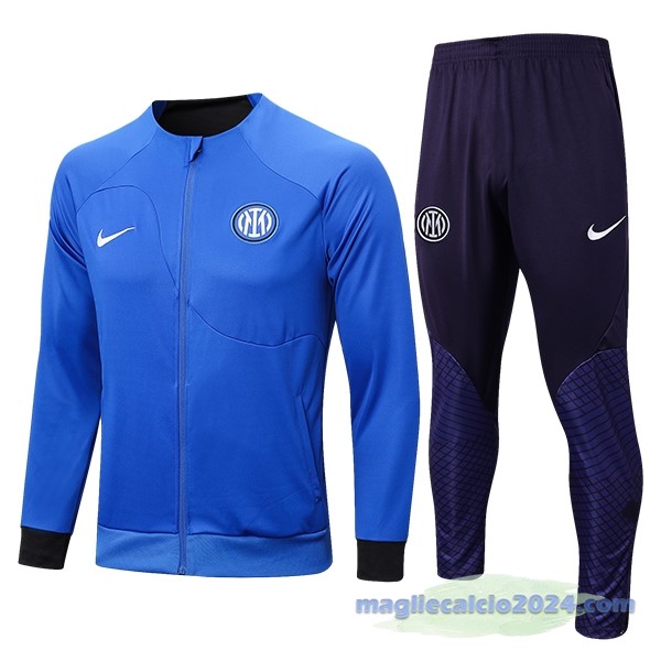 Set Completo Set Completo Lunga Zip Giacca Inter Milán 2023 2024 Blu Purpureo Poco Prezzo