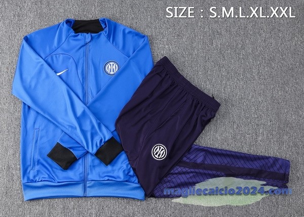 Set Completo Set Completo Lunga Zip Giacca Inter Milán 2023 2024 Blu Purpureo Poco Prezzo