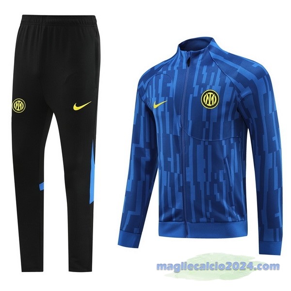 Set Completo Set Completo Lunga Zip Giacca Inter Milán 2023 2024 Nero Blu Poco Prezzo
