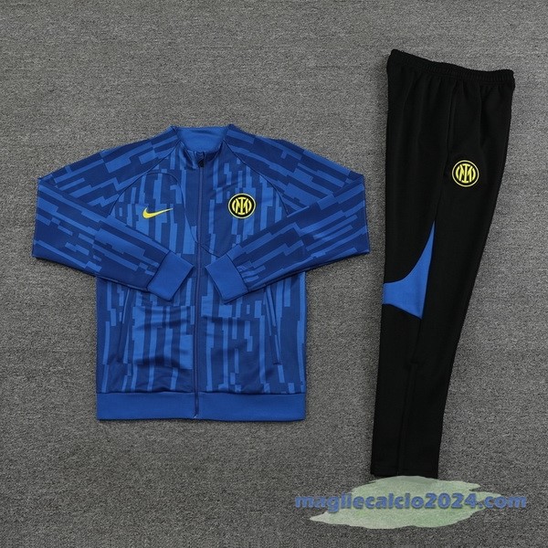 Set Completo Set Completo Lunga Zip Giacca Inter Milán 2023 2024 Nero Blu Poco Prezzo
