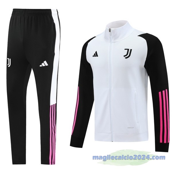 Set Completo Set Completo Lunga Zip Giacca Juventus 2023 2024 Nero Bianco Rosa Poco Prezzo