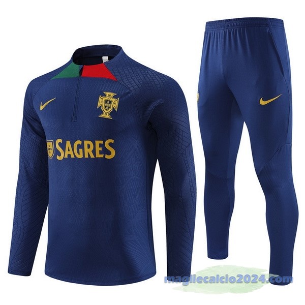 Set Completo Sudadera Giocatori Entrenamiento Bambino Portogallo 2023 Blu I Navy Poco Prezzo
