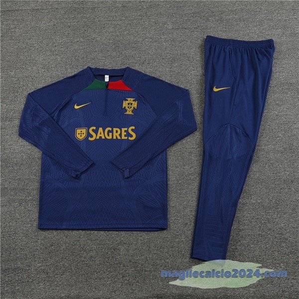 Set Completo Sudadera Giocatori Entrenamiento Portogallo 2023 Blu I Navy Poco Prezzo