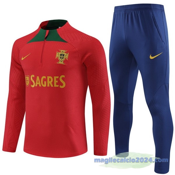 Set Completo Sudadera Giocatori Entrenamiento Portogallo 2023 Rosso Blu Navy Poco Prezzo
