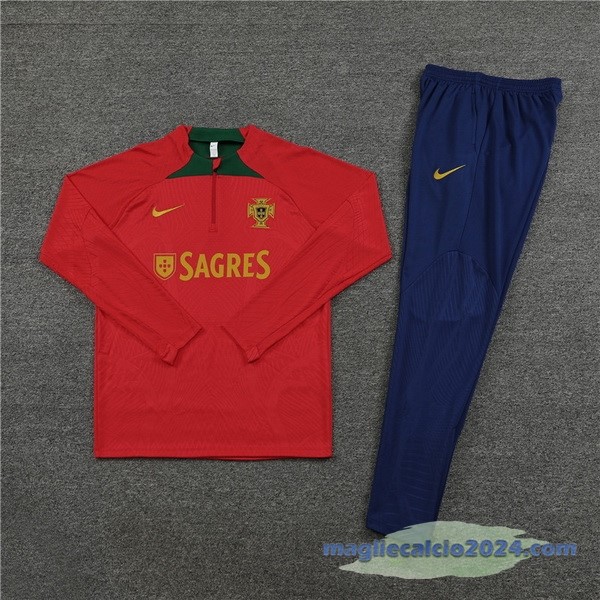 Set Completo Sudadera Giocatori Entrenamiento Portogallo 2023 Rosso Blu Navy Poco Prezzo