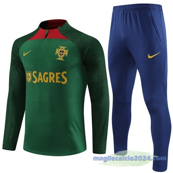 Set Completo Sudadera Giocatori Entrenamiento Portogallo 2023 Verde Blu Navy Poco Prezzo