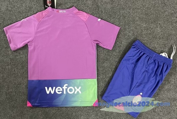 Terza Conjunto De Bambino AC Milan 2023 2024 Rosa Blu Poco Prezzo