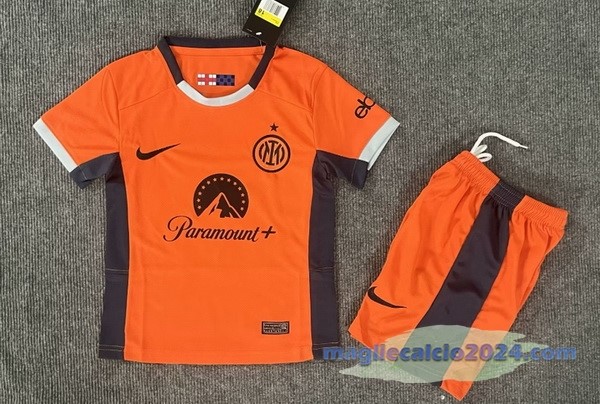 Terza Conjunto De Bambino Inter Milán 2023 2024 Arancione Poco Prezzo