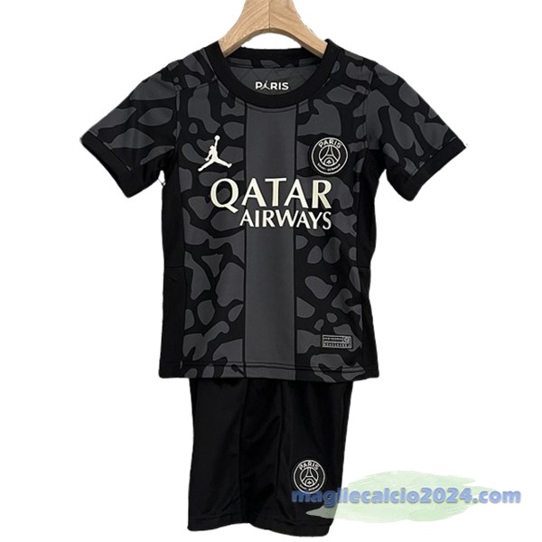 Terza Conjunto De Bambino Paris Saint Germain 2023 2024 Nero Grigio Poco Prezzo