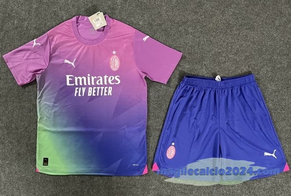 Terza Conjunto De Uomo AC Milan 2023 2024 Rosa Blu Poco Prezzo