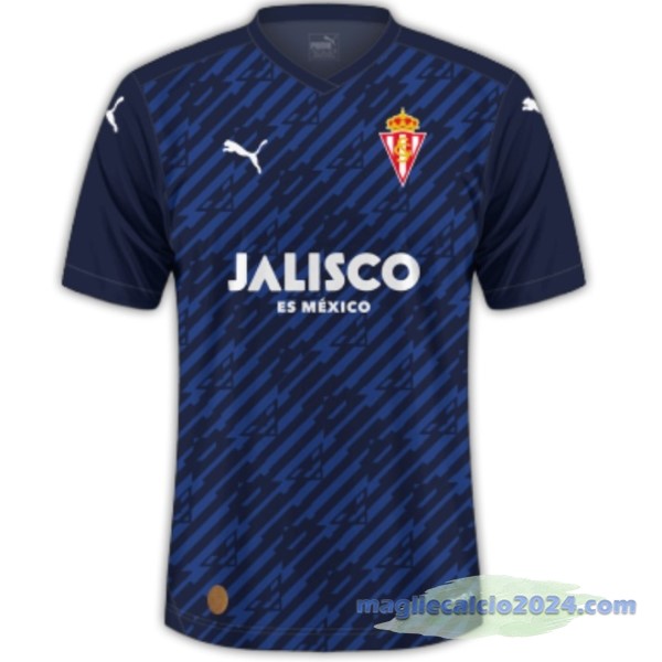 Terza Maglia Real Sporting de Gijón 2023 2024 Blu Poco Prezzo