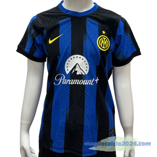 Thailandia Prima Giocatori Maglia Bambino Inter Milán 2023 2024 Blu Nero Poco Prezzo