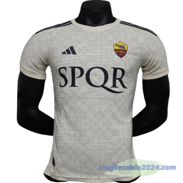 Thailandia Seconda Giocatori Maglia As Roma 2023 2024 Bianco Giallo Poco Prezzo