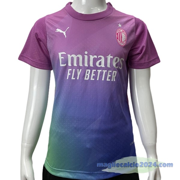 Thailandia Terza Giocatori Maglia Bambino AC Milan 2023 2024 Rosa Poco Prezzo