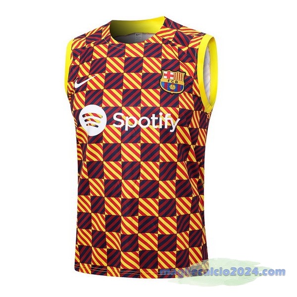 Entrenamiento Senza Maniche Barcelona 2023 2024 Arancione Poco Prezzo