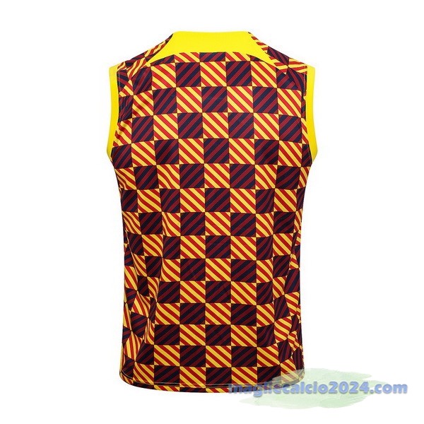 Entrenamiento Senza Maniche Barcelona 2023 2024 Arancione Poco Prezzo