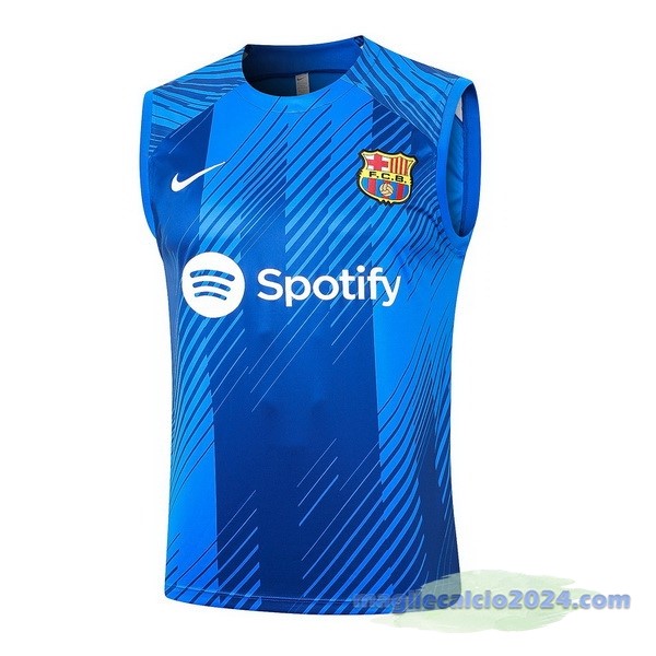 Entrenamiento Senza Maniche Barcelona 2023 2024 Blu Bianco Poco Prezzo