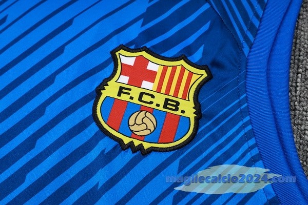 Entrenamiento Senza Maniche Barcelona 2023 2024 Blu Bianco Poco Prezzo