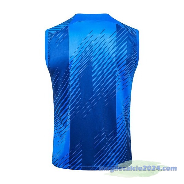 Entrenamiento Senza Maniche Barcelona 2023 2024 Blu Bianco Poco Prezzo