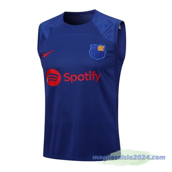 Entrenamiento Senza Maniche Barcelona 2023 2024 Blu Poco Prezzo