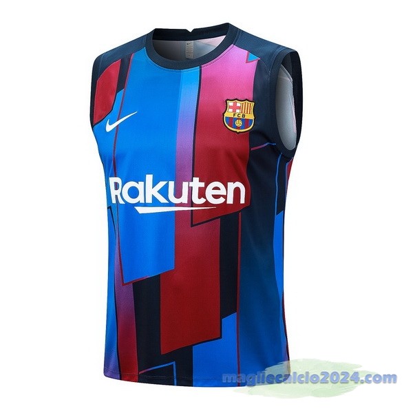 Entrenamiento Senza Maniche Barcelona 2023 2024 Blu Rosso Poco Prezzo