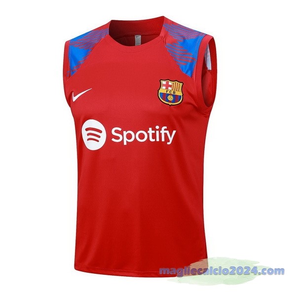 Entrenamiento Senza Maniche Barcelona 2023 2024 Rosso Blu Poco Prezzo