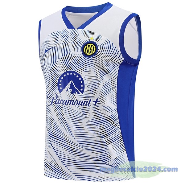 Entrenamiento Senza Maniche Inter Milán 2023 2024 Bianco Blu Poco Prezzo