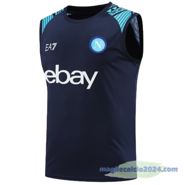 Entrenamiento Senza Maniche Napoli 2024 2025 Blu Poco Prezzo