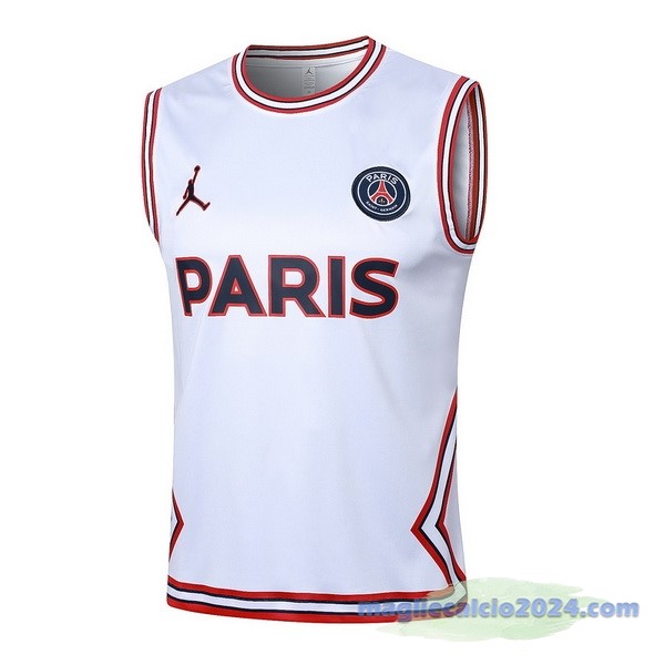 Entrenamiento Senza Maniche Paris Saint Germain 2023 2024 Bianco Rosso Poco Prezzo
