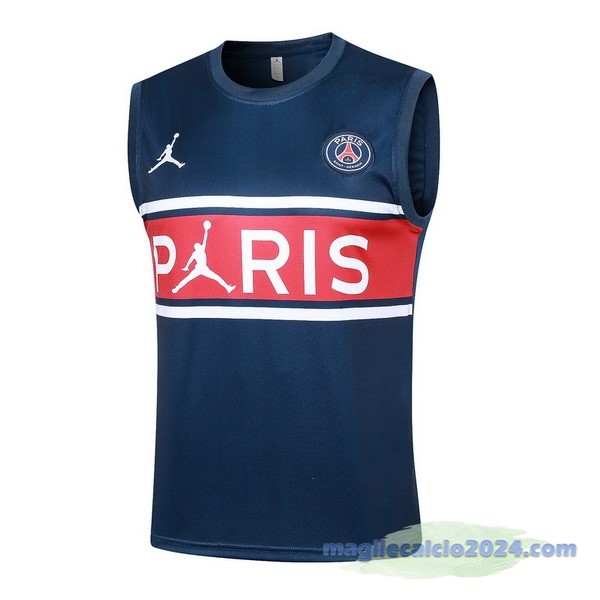 Entrenamiento Senza Maniche Paris Saint Germain 2023 2024 Blu Navy I Rosso Poco Prezzo